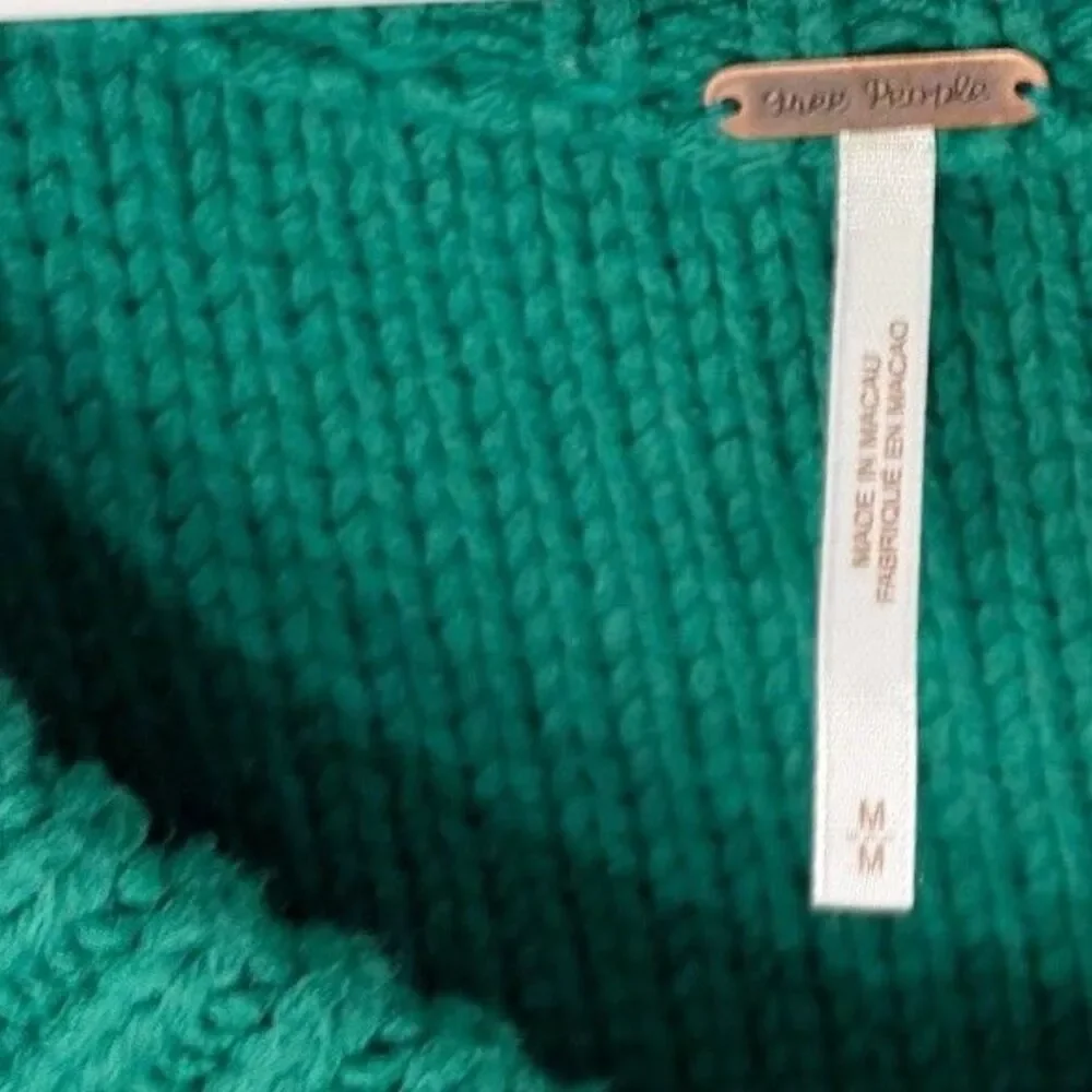 Free People Green Knit Alli V-Neck Mountain View Sweater OB1626643